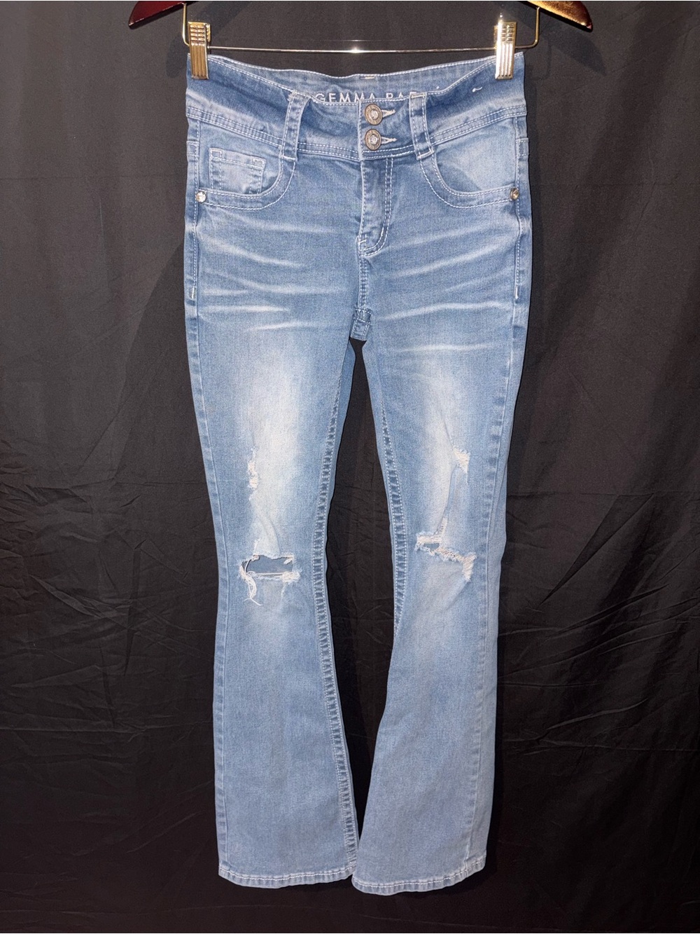 Gemma Rae New Seattle Distressed Flare Jeans